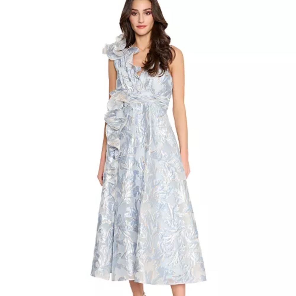 Tahari Blue Midi A-Line Cocktail Dress